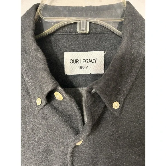 Our Legacy Men's Grey Flannel Button Down Shirt Size‎ M Casual Chore Portugal